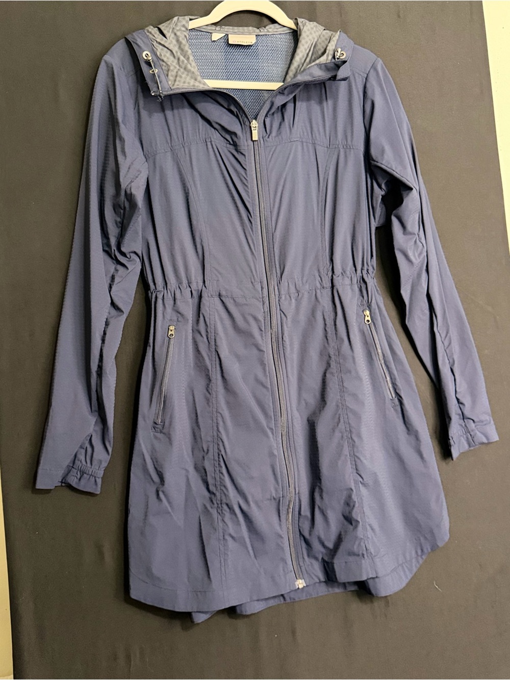 Athleta Navy Hooded Packable rain jacket windbreaker Jacket lightweight - Picture 3 of 16